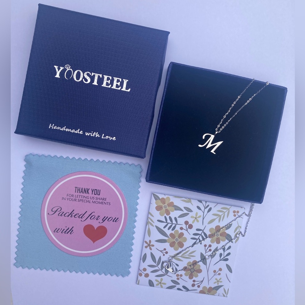 Yoosteel S925 Sterling Silver Initial M Necklace